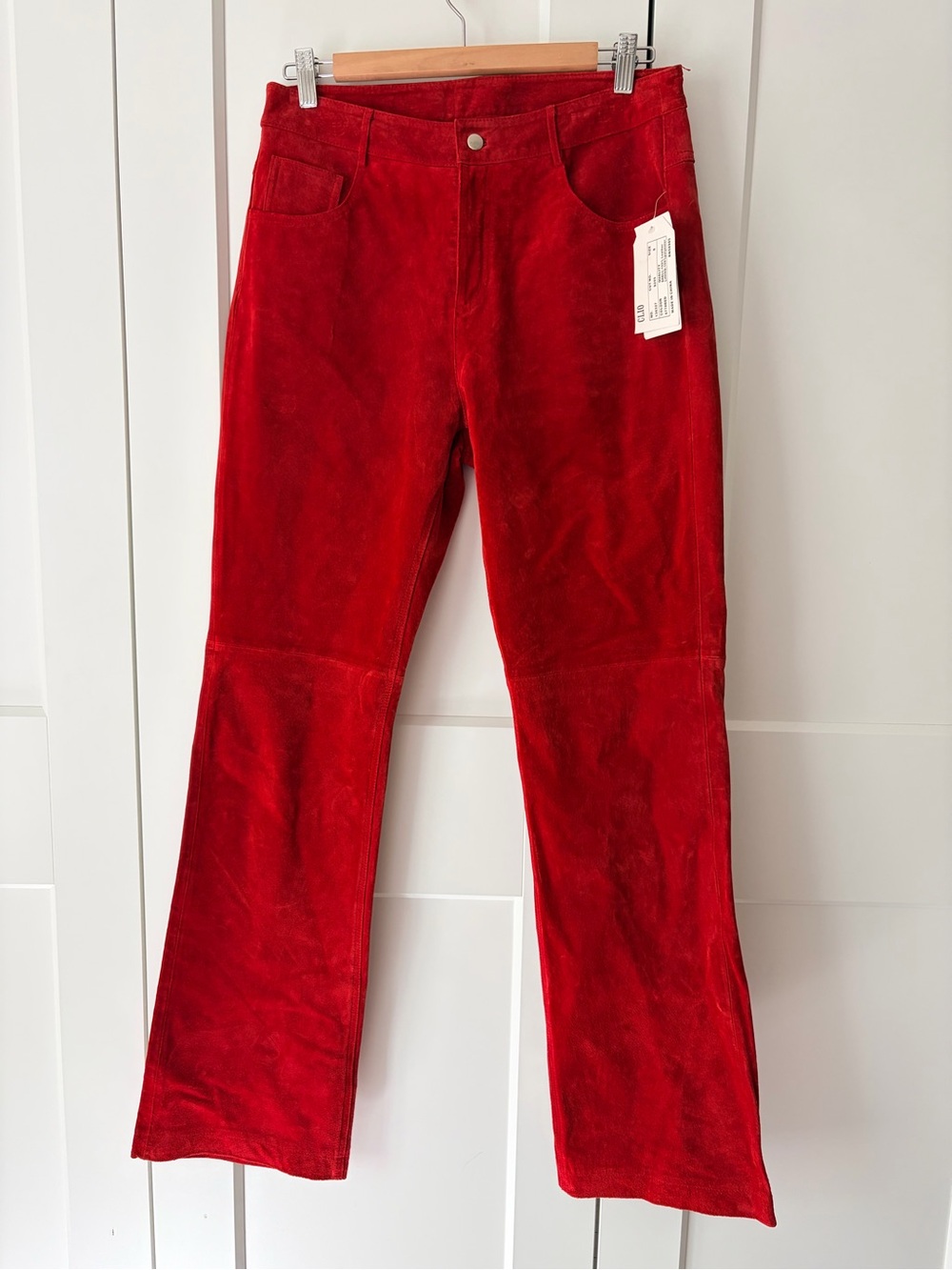 Clio Cherry Red Suede Wide-Leg Pants | 8